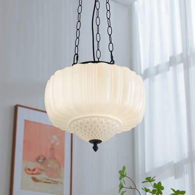 Draxor White Milk Glass Pumpkin Chandelier Draxor White Milk Glass Pumpkin Chandelier