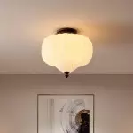 Elyndor White Milk Glass Pumpkin Flush Mount Schoolhouse Light