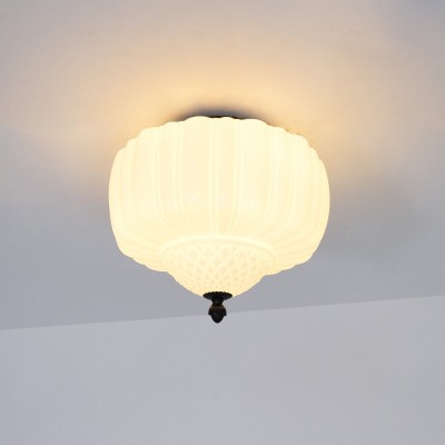 Elyndor White Milk Glass Pumpkin Flush Mount Schoolhouse Light Elyndor White Milk Glass Pumpkin Flush Mount Schoolhouse Light