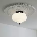 Elyndor White Milk Glass Pumpkin Flush Mount Schoolhouse Light