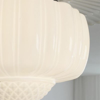 Elyndor White Milk Glass Pumpkin Flush Mount Schoolhouse Light Elyndor White Milk Glass Pumpkin Flush Mount Schoolhouse Light