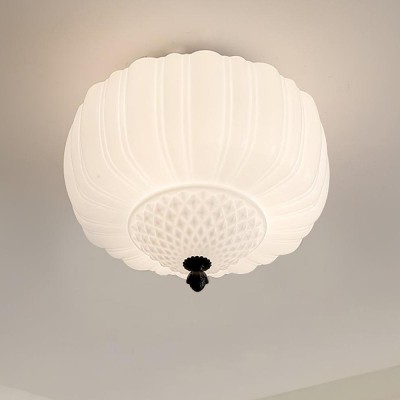 Elyndor White Milk Glass Pumpkin Flush Mount Schoolhouse Light Elyndor White Milk Glass Pumpkin Flush Mount Schoolhouse Light