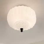 Elyndor White Milk Glass Pumpkin Flush Mount Schoolhouse Light