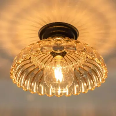 Fyxar Clear Glass Scalloped Flush Mount Light Fyxar Clear Glass Scalloped Flush Mount Light
