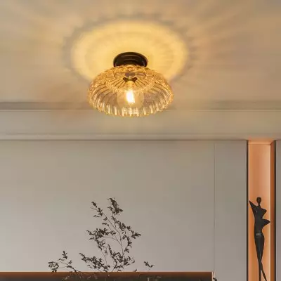 Fyxar Clear Glass Scalloped Flush Mount Light Fyxar Clear Glass Scalloped Flush Mount Light