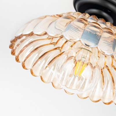 Fyxar Clear Glass Scalloped Flush Mount Light Fyxar Clear Glass Scalloped Flush Mount Light
