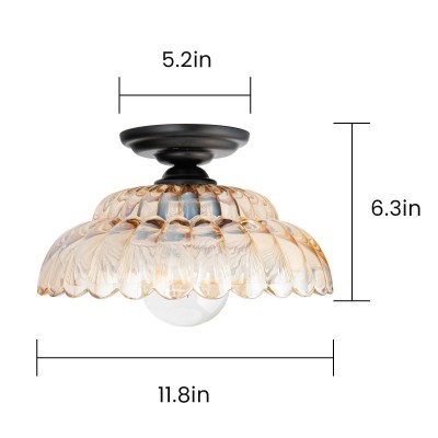 Fyxar Clear Glass Scalloped Flush Mount Light Fyxar Clear Glass Scalloped Flush Mount Light