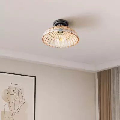 Fyxar Clear Glass Scalloped Flush Mount Light Fyxar Clear Glass Scalloped Flush Mount Light