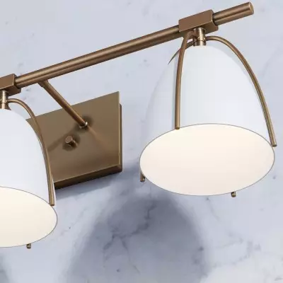 Glyntor 3 Light Metal White Cage Bathroom Vanity Light Glyntor 3 Light Metal White Cage Bathroom Vanity Light