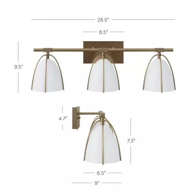 Glyntor 3 Light Metal White Cage Bathroom Vanity Light Glyntor 3 Light Metal White Cage Bathroom Vanity Light
