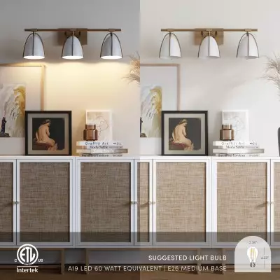 Glyntor 3 Light Metal White Cage Bathroom Vanity Light Glyntor 3 Light Metal White Cage Bathroom Vanity Light