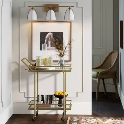 Glyntor 3 Light Metal White Cage Bathroom Vanity Light Glyntor 3 Light Metal White Cage Bathroom Vanity Light