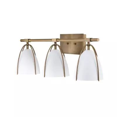Glyntor 3 Light Metal White Cage Bathroom Vanity Light Glyntor 3 Light Metal White Cage Bathroom Vanity Light