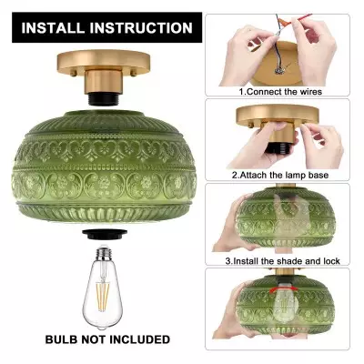 Ixionis Stained Engraved Pattern Glass Flush Mount Ceiling Light Ixionis Stained Engraved Pattern Glass Flush Mount Ceiling Light