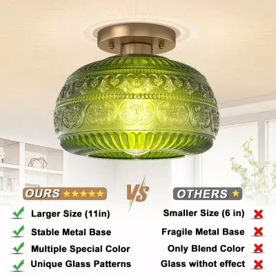 Ixionis Stained Engraved Pattern Glass Flush Mount Ceiling Light Ixionis Stained Engraved Pattern Glass Flush Mount Ceiling Light