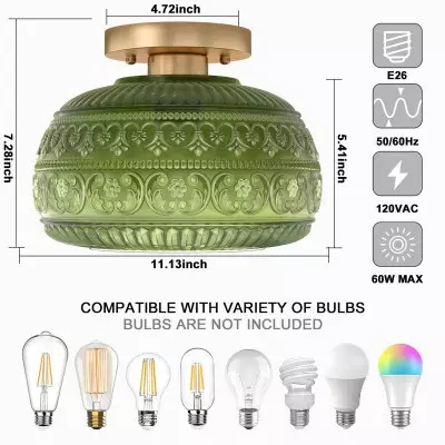 Ixionis Stained Engraved Pattern Glass Flush Mount Ceiling Light Ixionis Stained Engraved Pattern Glass Flush Mount Ceiling Light