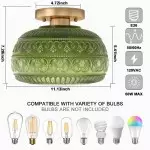 Ixionis Stained Engraved Pattern Glass Flush Mount Ceiling Light