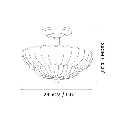 Raveena Vintage Amber Glass Semi Flush Mount Floral Ceiling Light Raveena Vintage Amber Glass Semi Flush Mount Floral Ceiling Light