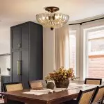 Raveena Vintage Amber Glass Semi Flush Mount Floral Ceiling Light