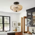 Raveena Vintage Amber Glass Semi Flush Mount Floral Ceiling Light