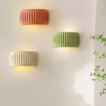 Klystix Macaron Color Up Down Fluted Resin Wall Lamps For Bedroom