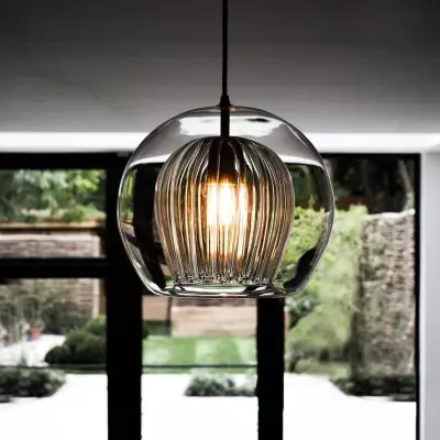 Nyxio Pleated Globe Glass Pendant Light Nyxio Pleated Globe Glass Pendant Light
