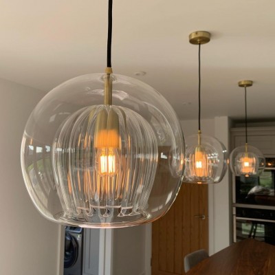 Nyxio Pleated Globe Glass Pendant Light Nyxio Pleated Globe Glass Pendant Light