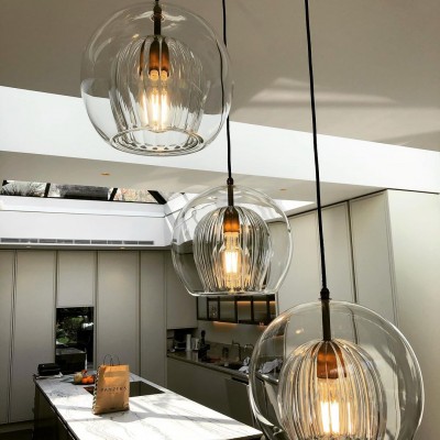 Nyxio Pleated Globe Glass Pendant Light Nyxio Pleated Globe Glass Pendant Light