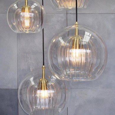 Nyxio Pleated Globe Glass Pendant Light