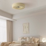 Prythos Cream Textured Glass Round Bauhaus Ceiling Light
