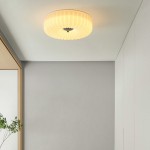 Prythos Cream Textured Glass Round Bauhaus Ceiling Light
