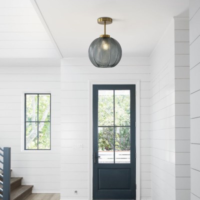 Syndrax Stripe Stained Glass Globe Ceiling Light Syndrax Stripe Stained Glass Globe Ceiling Light