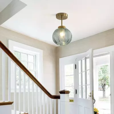 Syndrax Stripe Stained Glass Globe Ceiling Light Syndrax Stripe Stained Glass Globe Ceiling Light