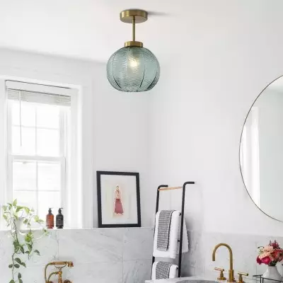 Syndrax Stripe Stained Glass Globe Ceiling Light Syndrax Stripe Stained Glass Globe Ceiling Light
