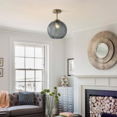 Syndrax Stripe Stained Glass Globe Ceiling Light Syndrax Stripe Stained Glass Globe Ceiling Light