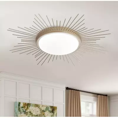 Thyron Sunburst Medallion Linear Round Ceiling Lighting