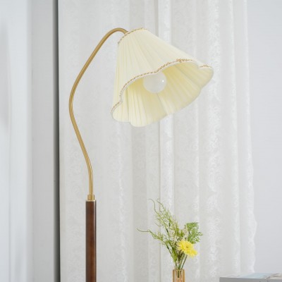 Xalon Wooden Cloth Pleated Shade Floor Lamp