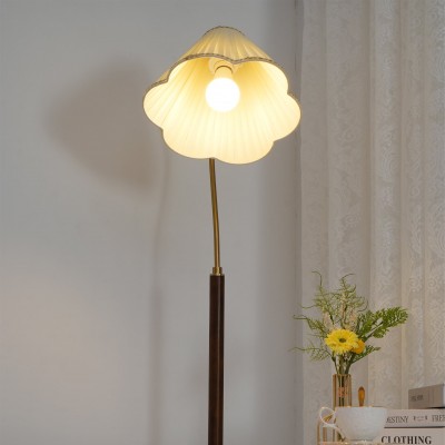Xalon Wooden Cloth Pleated Shade Floor Lamp