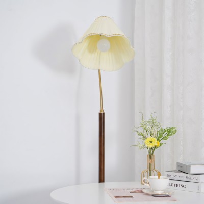 Xalon Wooden Cloth Pleated Shade Floor Lamp