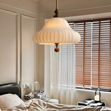 Ythar Wabi Sabi Wood Fabric Pendant Light