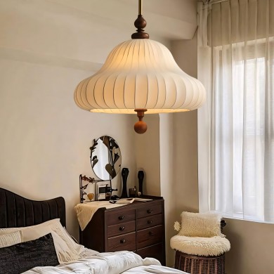 Ythar Wabi Sabi Wood Fabric Pendant Light