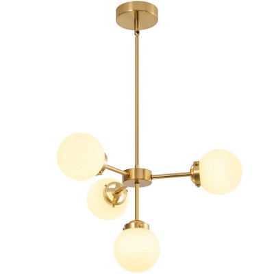 Aelithor 4 Light Opal White Glass Globe Chandelier Aelithor 4 Light Opal White Glass Globe Chandelier
