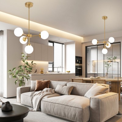 Aelithor 4 Light Opal White Glass Globe Chandelier Aelithor 4 Light Opal White Glass Globe Chandelier