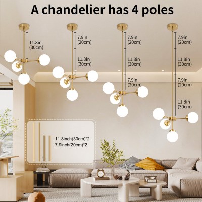 Aelithor 4 Light Opal White Glass Globe Chandelier Aelithor 4 Light Opal White Glass Globe Chandelier