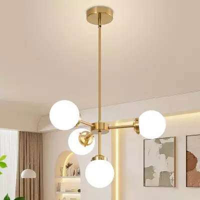 Aelithor 4 Light Opal White Glass Globe Chandelier Aelithor 4 Light Opal White Glass Globe Chandelier