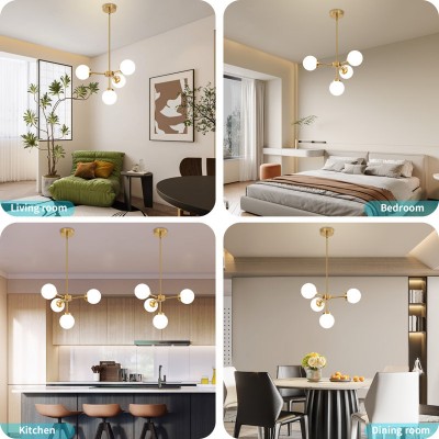 Aelithor 4 Light Opal White Glass Globe Chandelier Aelithor 4 Light Opal White Glass Globe Chandelier