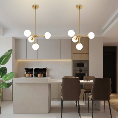 Aelithor 4 Light Opal White Glass Globe Chandelier Aelithor 4 Light Opal White Glass Globe Chandelier