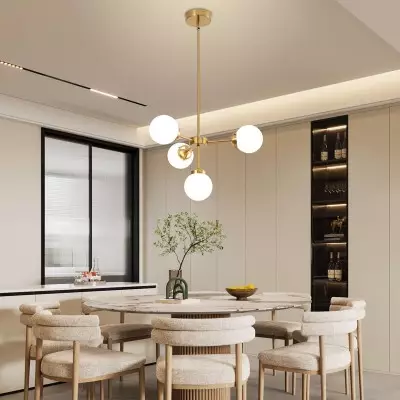 Aelithor 4 Light Opal White Glass Globe Chandelier Aelithor 4 Light Opal White Glass Globe Chandelier