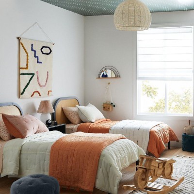 Dronor Ivory Woven Rope Globe Semi Flush Mount Light