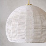 Dronor Ivory Woven Rope Globe Semi Flush Mount Light Dronor Ivory Woven Rope Globe Semi Flush Mount Light